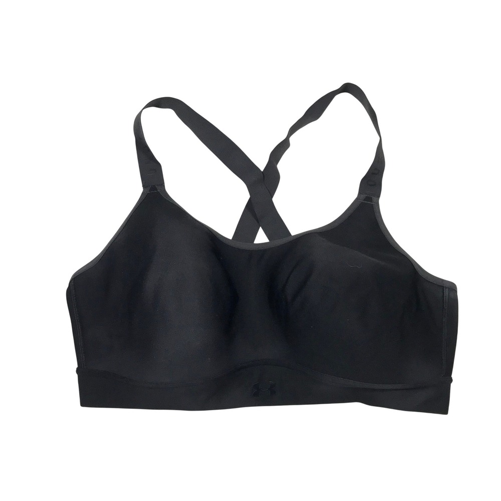 Under Armour High Impact Sports Bra BLK Molded Cups Adjustable Straps XL 1361157